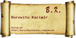 Borovits Kazimir névjegykártya